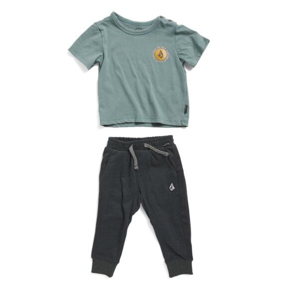 VOLCOM Teal Multi Infant Boys 2pc Tee And Joggers Set - Picture 1 of 2